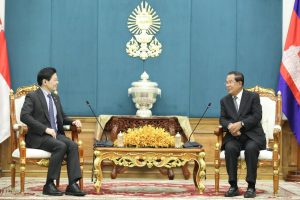 Samdech Techo Hun Sen Holds Talks with Singapore Prime Minister at the Senate Building cambodia